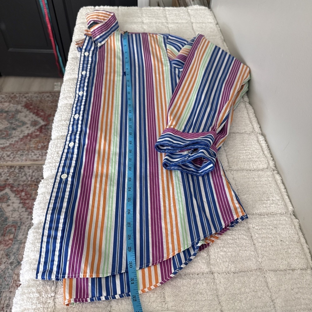 Ralph Lauren Mens Striped Long Sleeve Button Shirt XXL Custom Fit Office Preppy - Picture 8 of 11